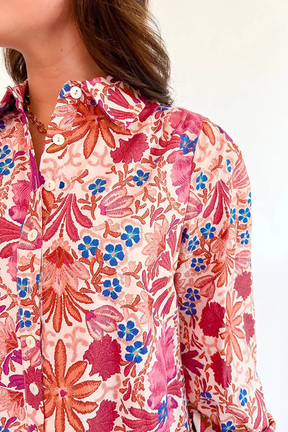 Fall Flower Print Long Sleeve Mini Dress