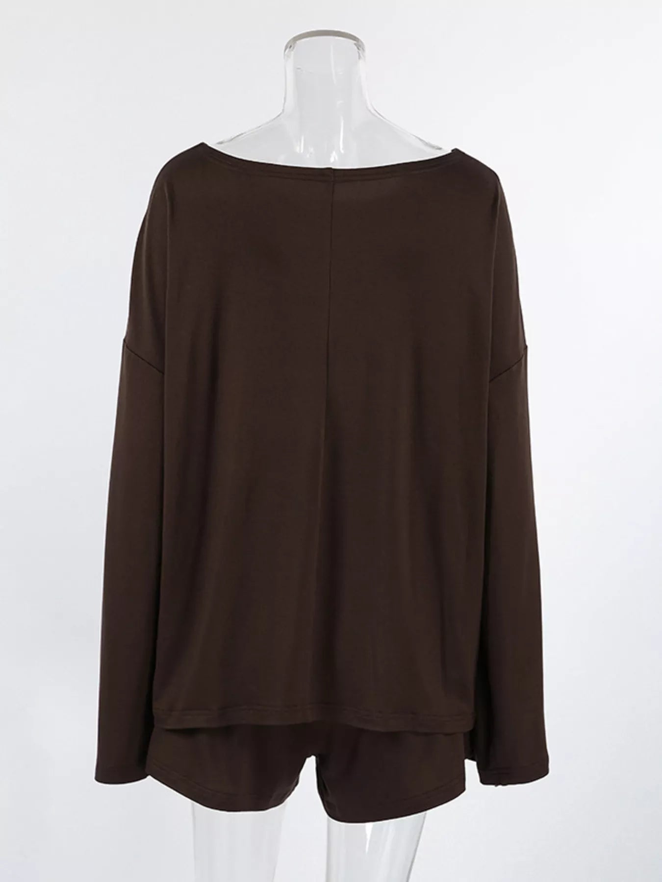 Oversized Long Sleeve Top and Shorts Lounge Set