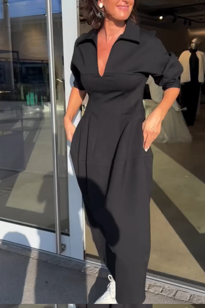 Damen Midikleid mit V-Ausschnitt