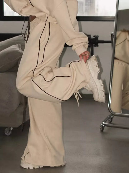 Cropped Zip-Up Hoodie and Wide-Leg Sweatpants Lounge Set
