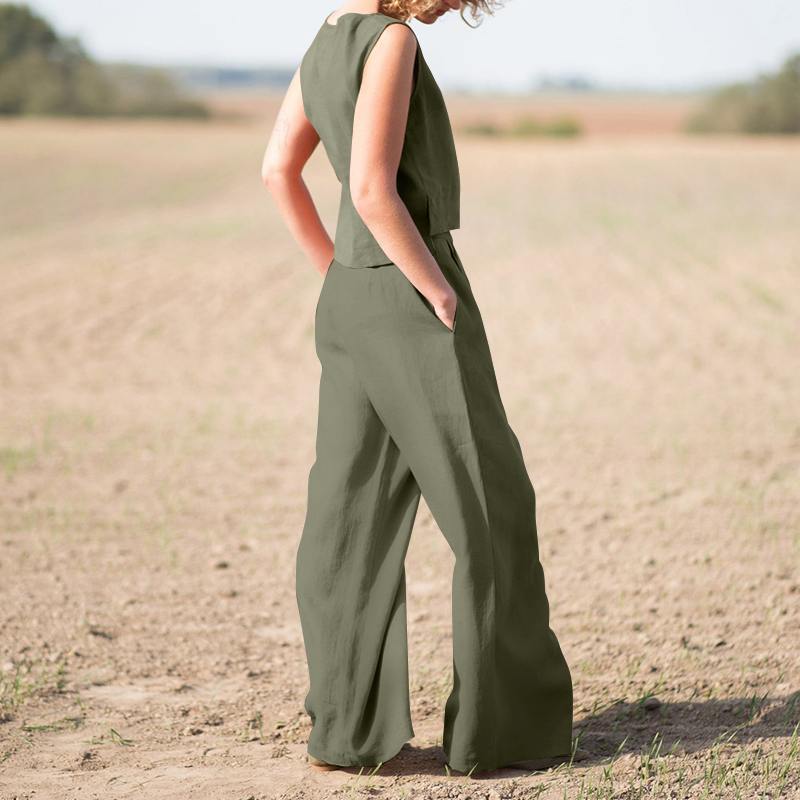 Casual Vest Top + Wide-leg Pants Sets