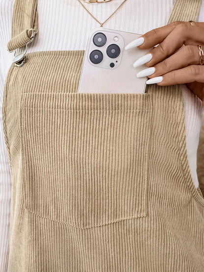 Corduroy Overall Dress with Pocket