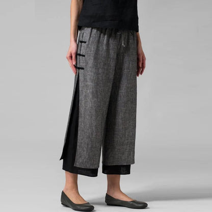 Casual Paneled Wide Leg Pants