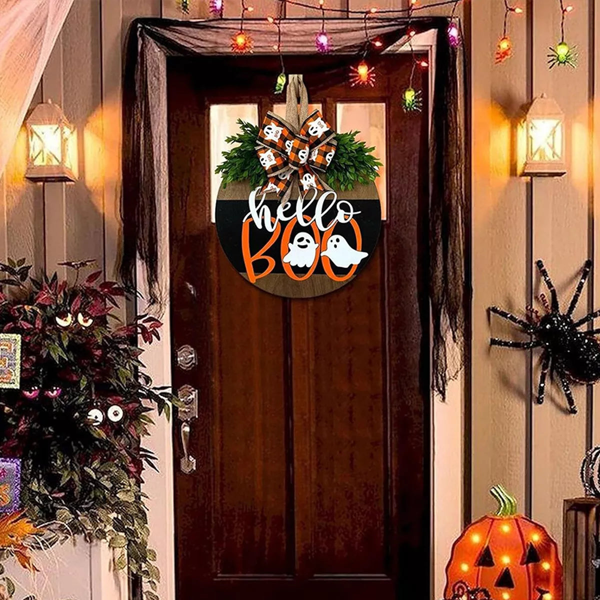 Hello BOO Halloween Decorative Wooden Door Hanger