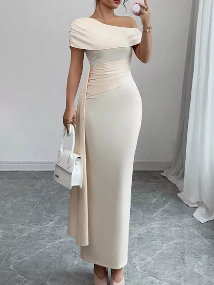 One-Shoulder Ruched Maxi Dress