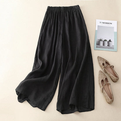 Retro thin and elegant double-layer cropped pants