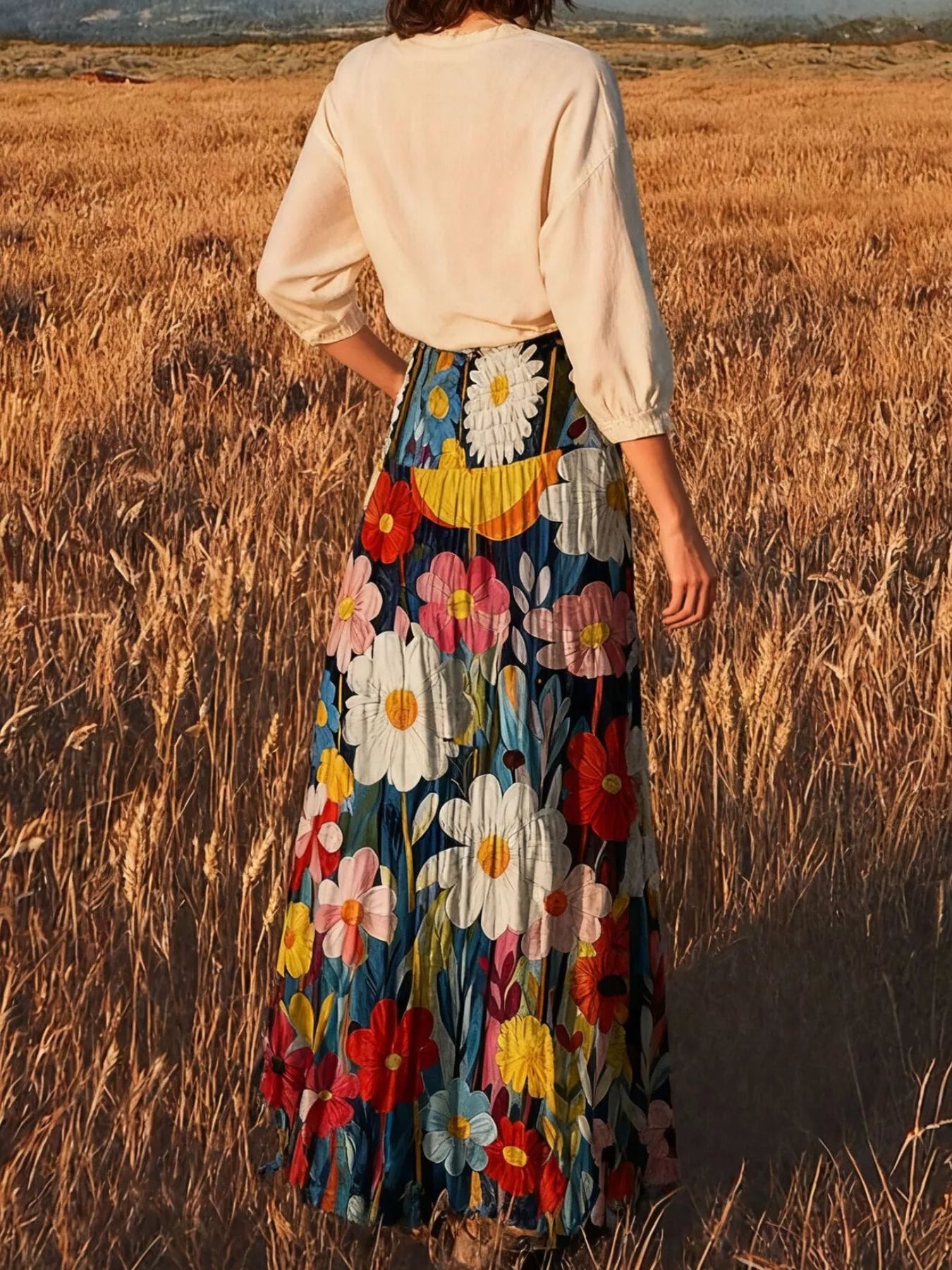 Floral Print High-Waisted Maxi Skirt