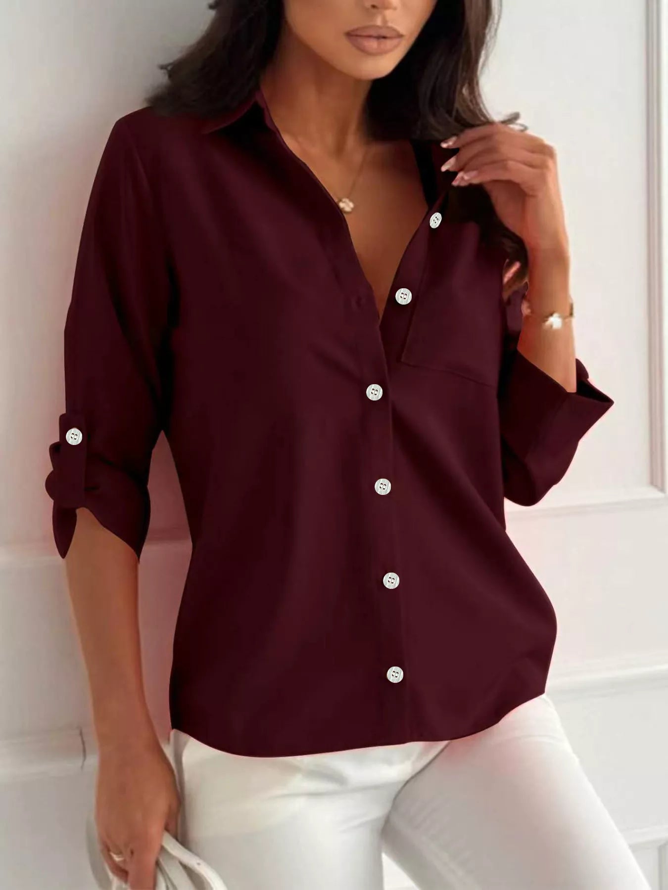 Button-Down Roll-Up Sleeve Shirt