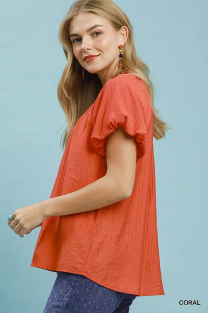 Umgee Gathered V-Neck Top