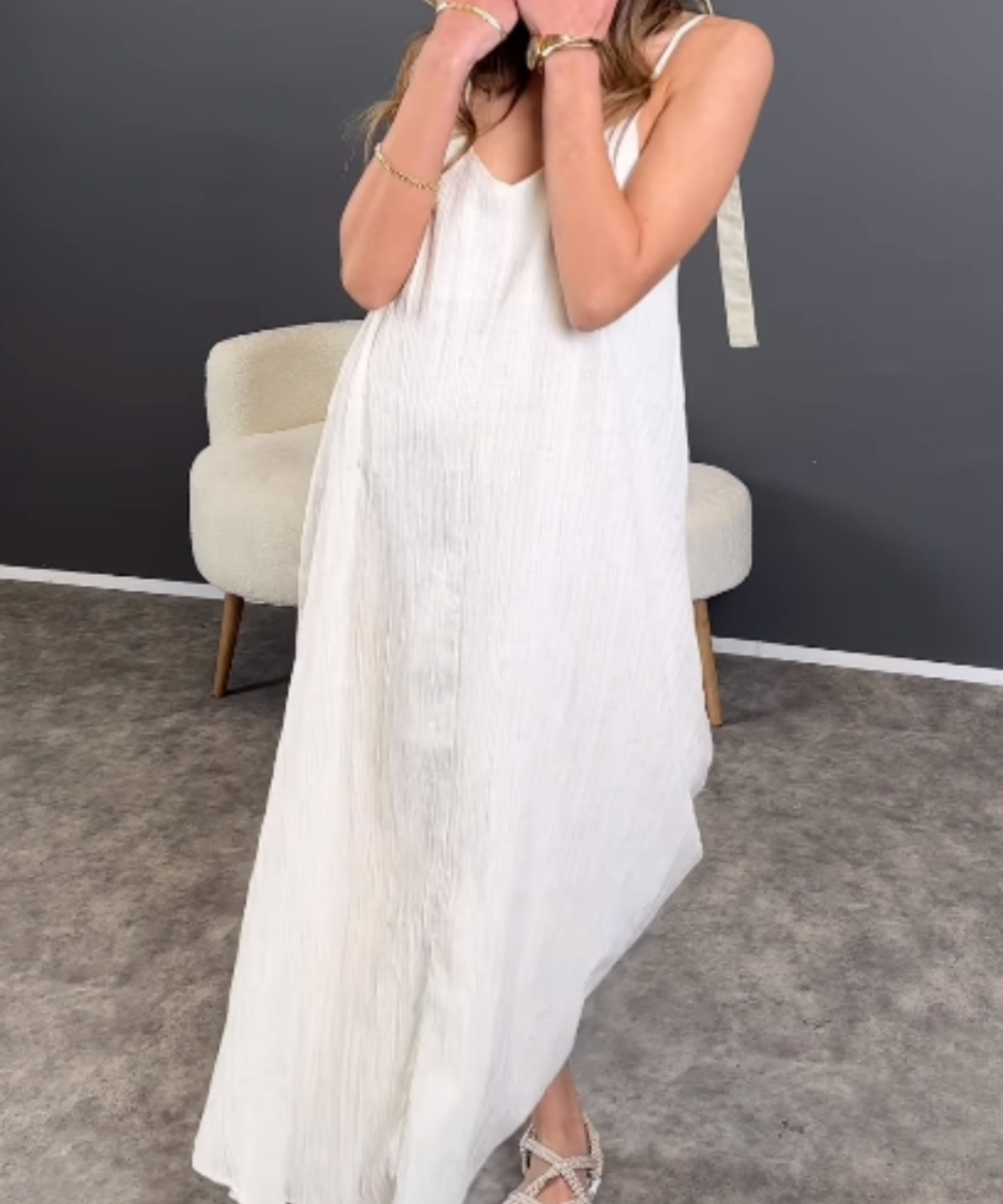 Gentle Cream White Comfort Maxi Dress