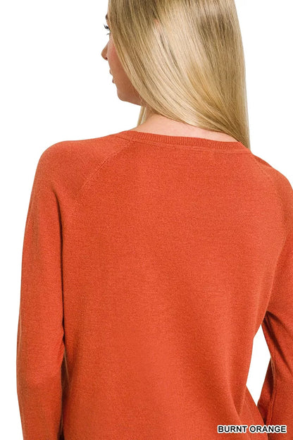 Zenana Lightweight Wool Blend Round Neck Sweater