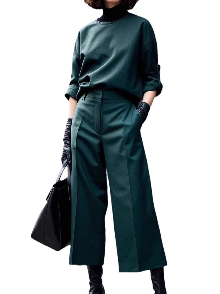 Ensemble pantalon de costume décontracté simple de couleur unie