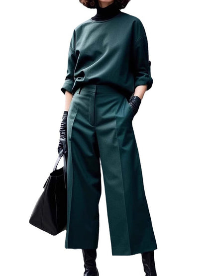 Ensemble pantalon de costume décontracté simple de couleur unie