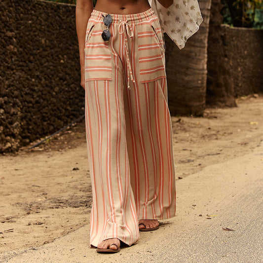 Casual Striped Wide Leg Trousers