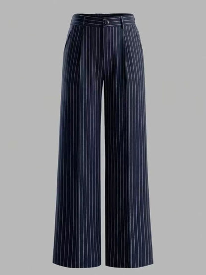 High-Waisted Striped Wide-Leg Pants for Women