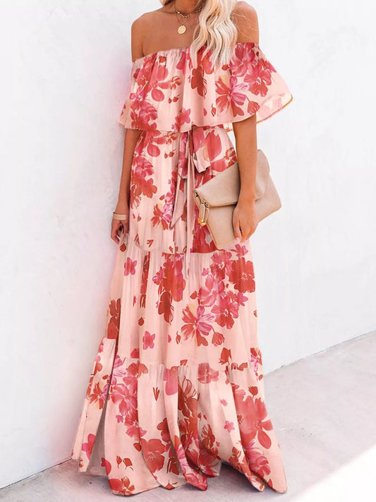 Full Size Off-Shoulder Tiered Maxi Dress Plus Size