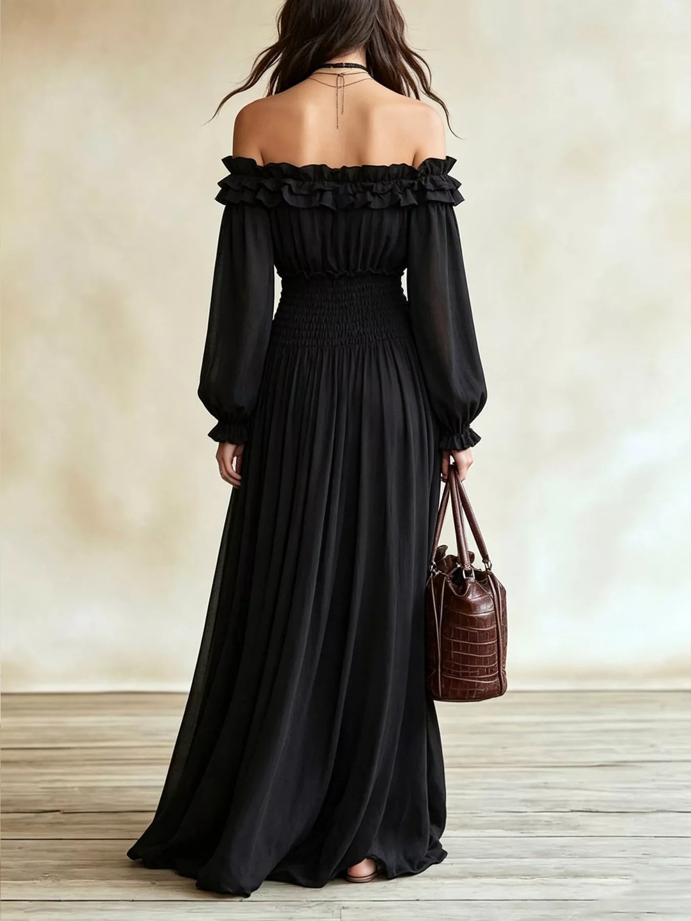 Full Size Off-Shoulder Ruffled Maxi Dress with Smocked Waist Plus Size