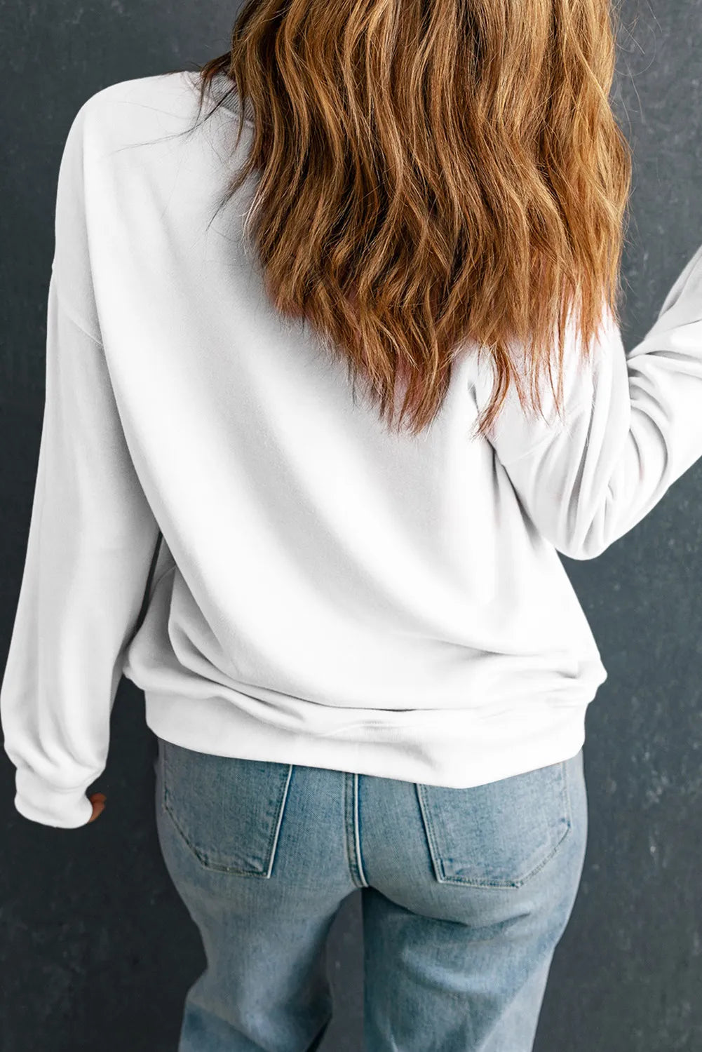 | Letter Graphic Round Neck Long Sleeve Sweatshirt