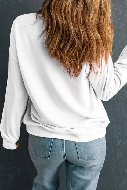 | Letter Graphic Round Neck Long Sleeve Sweatshirt