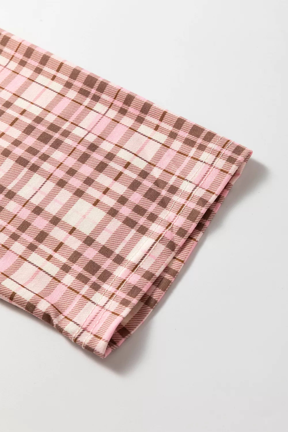 Plaid Patch Pockets Long Sleeve Lounge Set