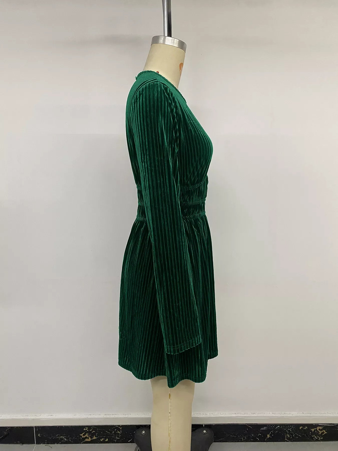 Ribbed Keyhole Long Sleeve Mini Dress