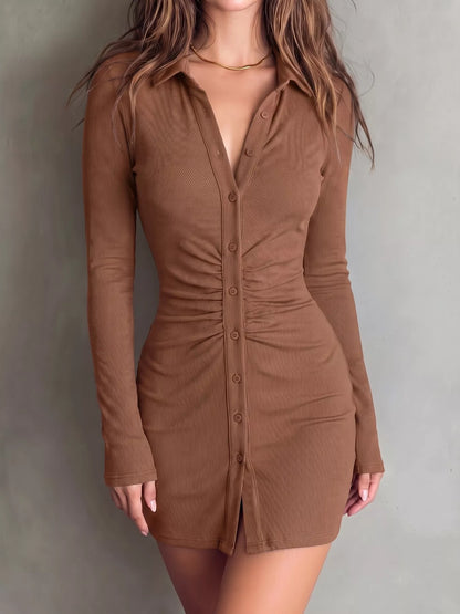 Button-Down Bodycon Mini Dress