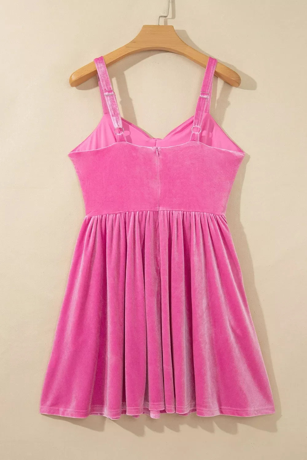 Monica's Sweet Bow Neck Adjustable Strap Velvet Mini Dress