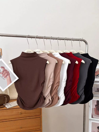 Ruched Mock Neck Tank