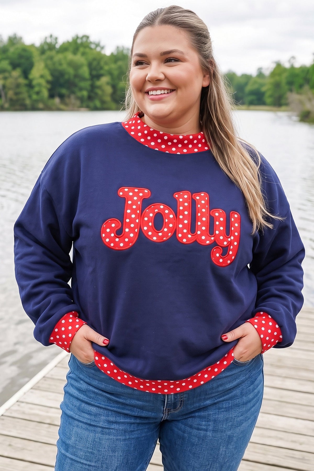 Fiery Red Casual Polka Dot Patchwork Letter Graphic Plus Size Sweatshirt