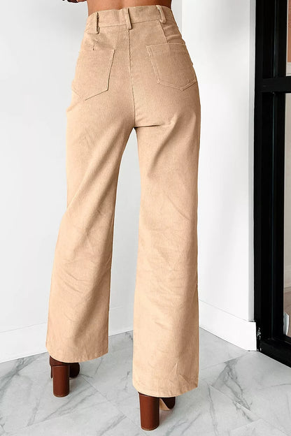 Corduroy Side Panel Colorblock Straight Leg Pants