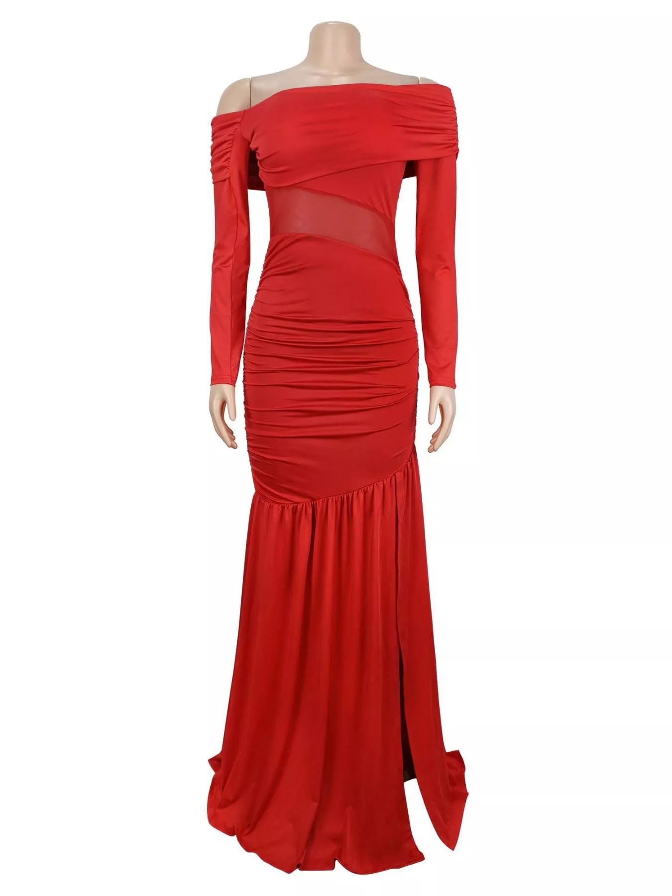 Off Shoulder Slit Maxi Dress