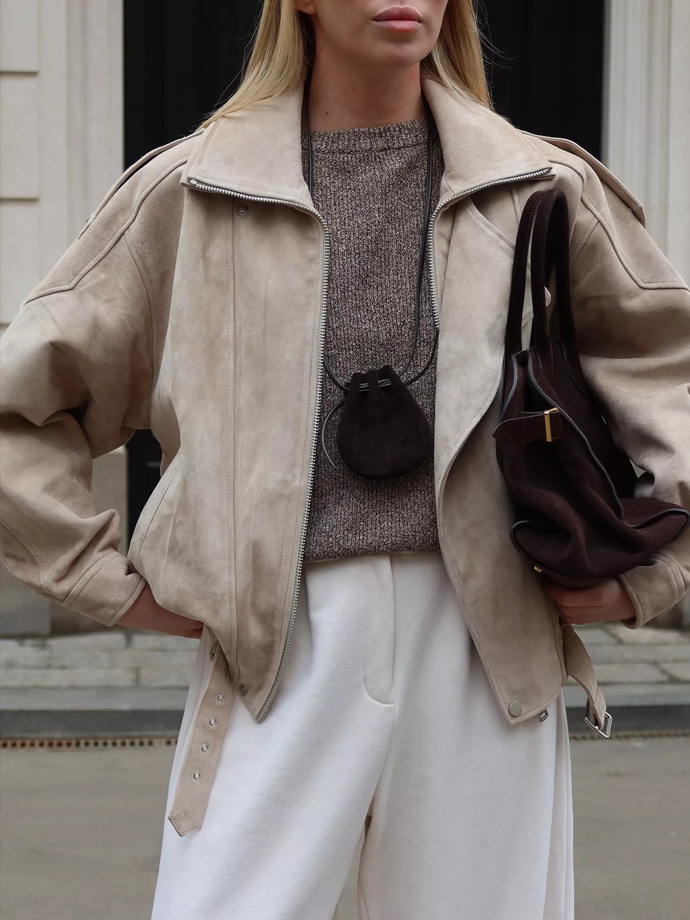 Zip Up Dropped Shoulder Moto Jacket