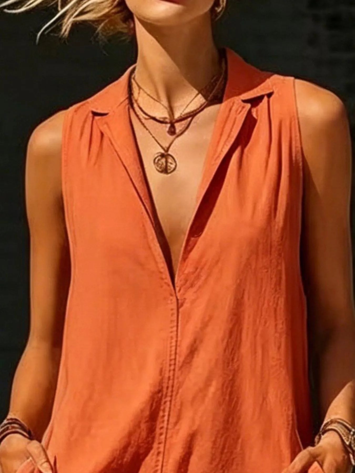 Sleeveless Maxi Dress with Side Pockets