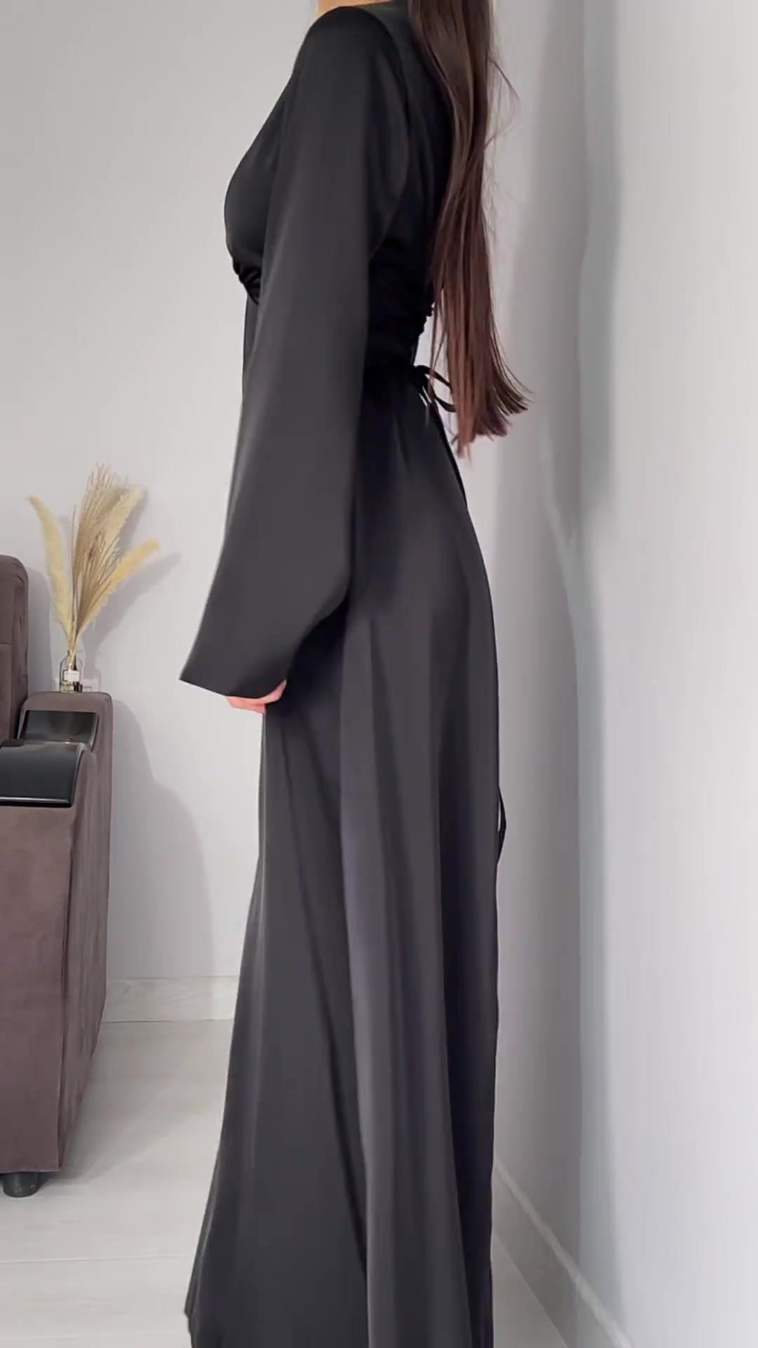 Elegant Silk Solid Color Maxi Dress