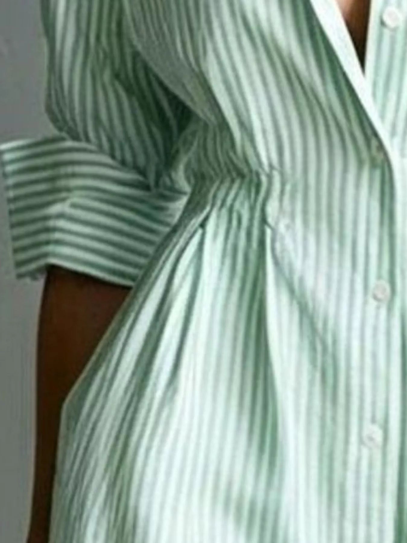 Striped Button-Down Shirt Dress with Contrast Hem