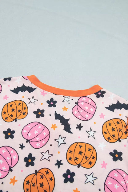 Halloween Pumpkin Print Long Sleeve Home Wear Lounge Set