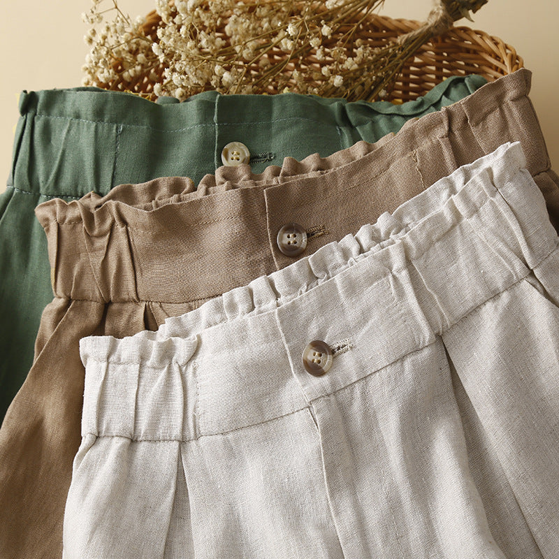 Vintage cotton and linen shorts cropped pants