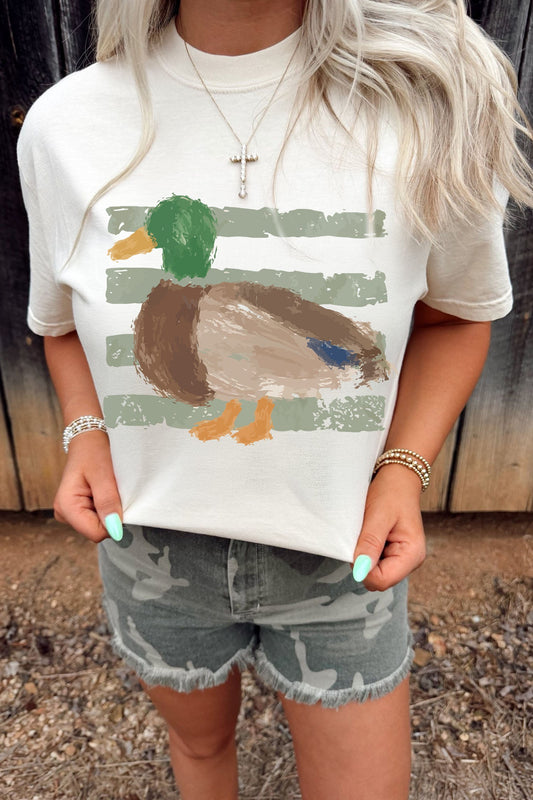 White Western Duck Graffiti Print T-Shirt