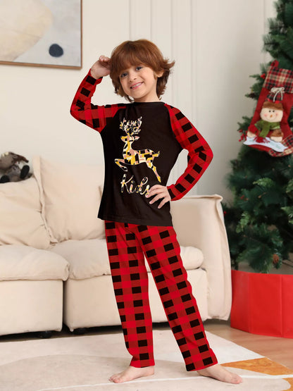 Full Size Family Matching Christmas Pajamas Set with Reindeer Graphic Plus Size