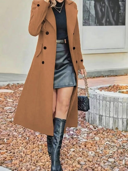 Full Size Double-Breasted Longline Trench Coat Plus Size