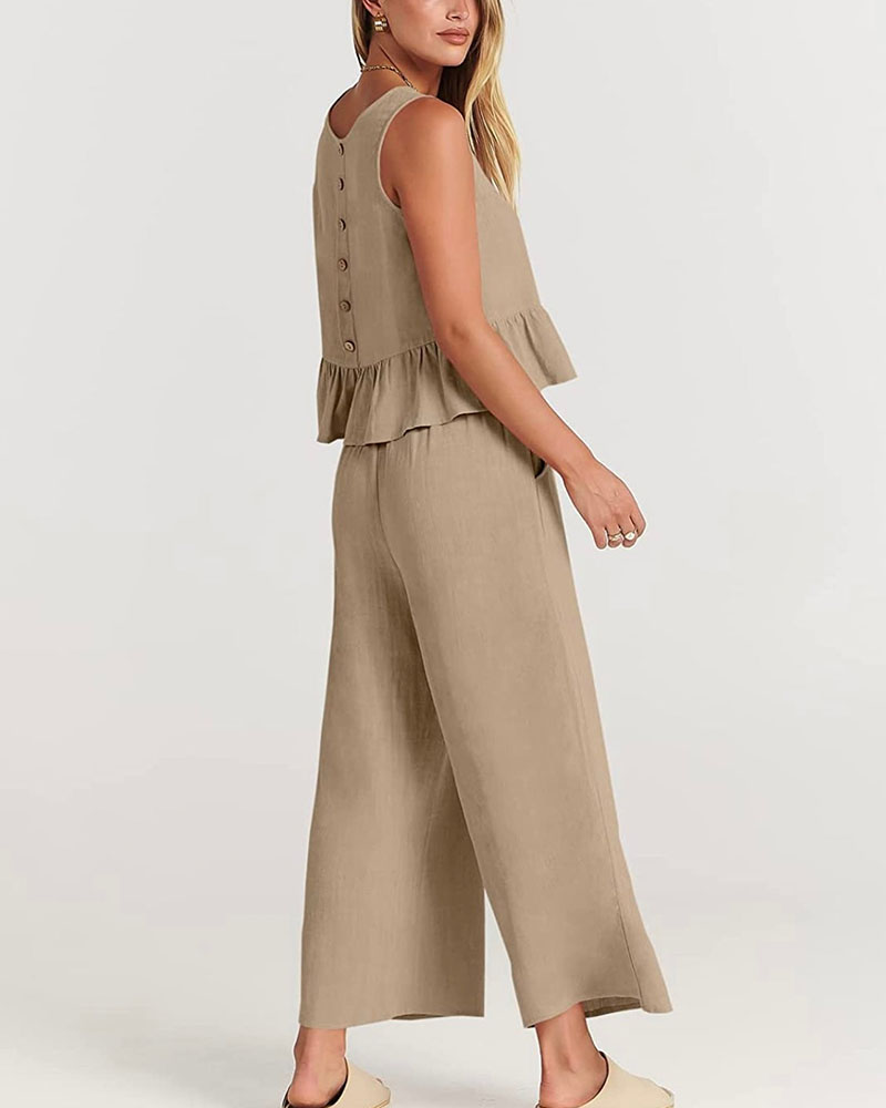 Summer's new pleated casual two-piece set