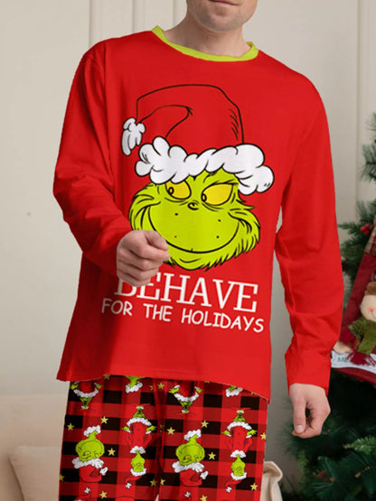 Full Size Grinch Themed Matching Family Christmas Pajama Set Plus Size