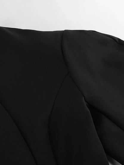 Puffy Sleeve Blazer and Wide-Leg Pants Set