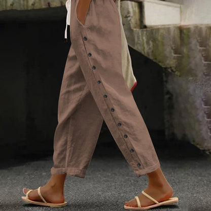 Casual Patchwork Button Pants