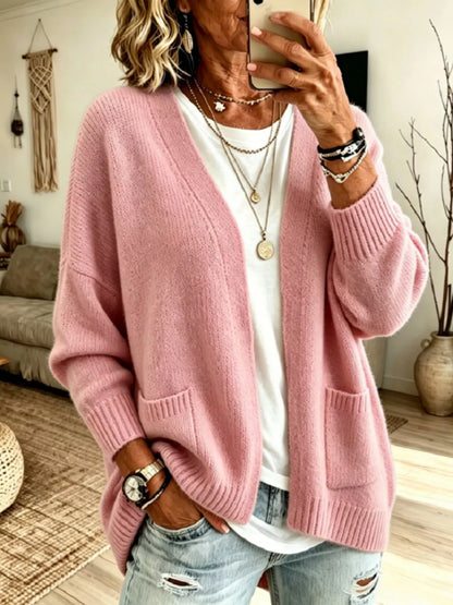 Open Front Knit Cardigan with Pockets