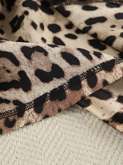 Leopard Bra & Cardigan and Shorts Set