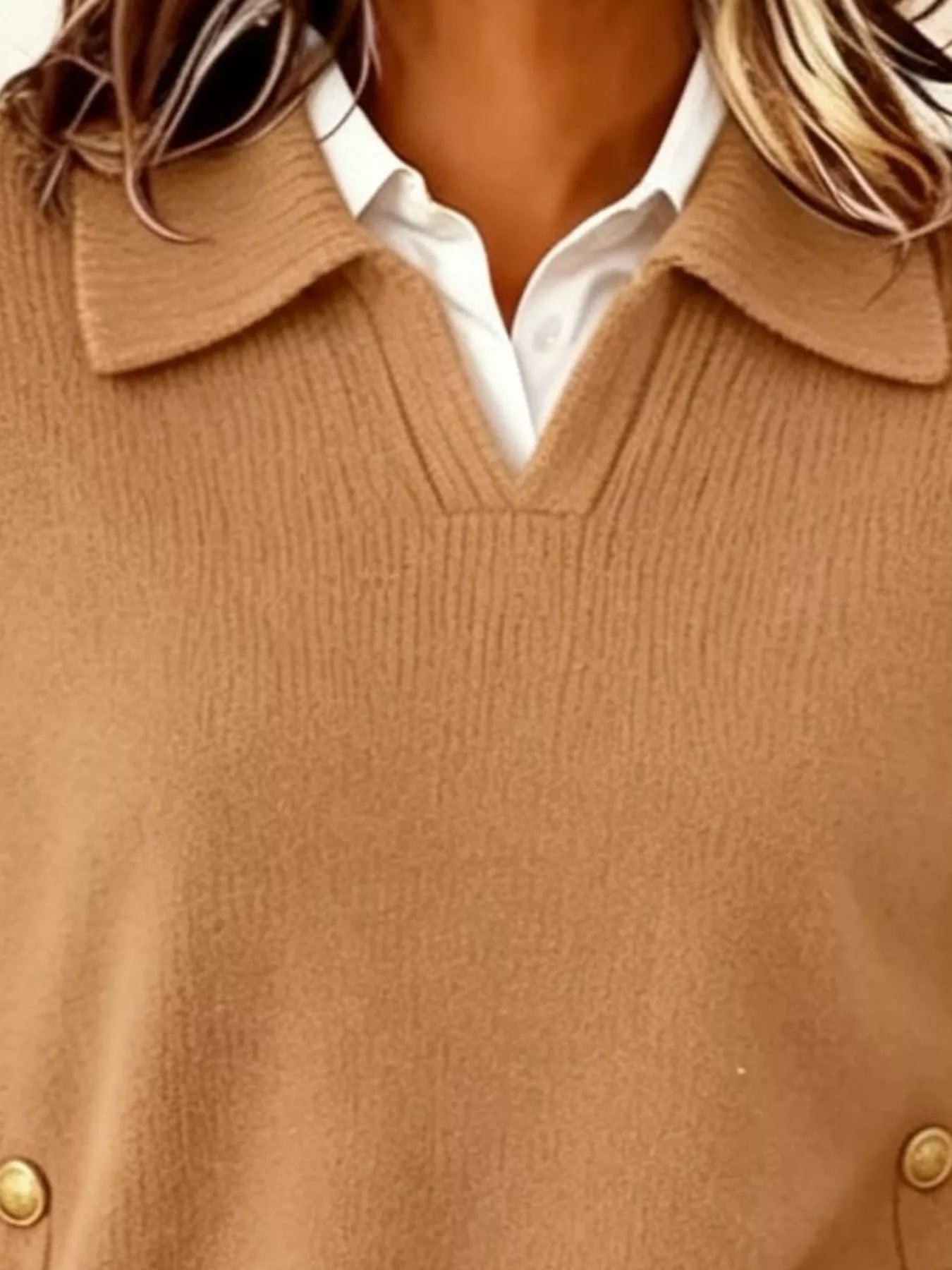 Chic Collared Decor-Button Sweater