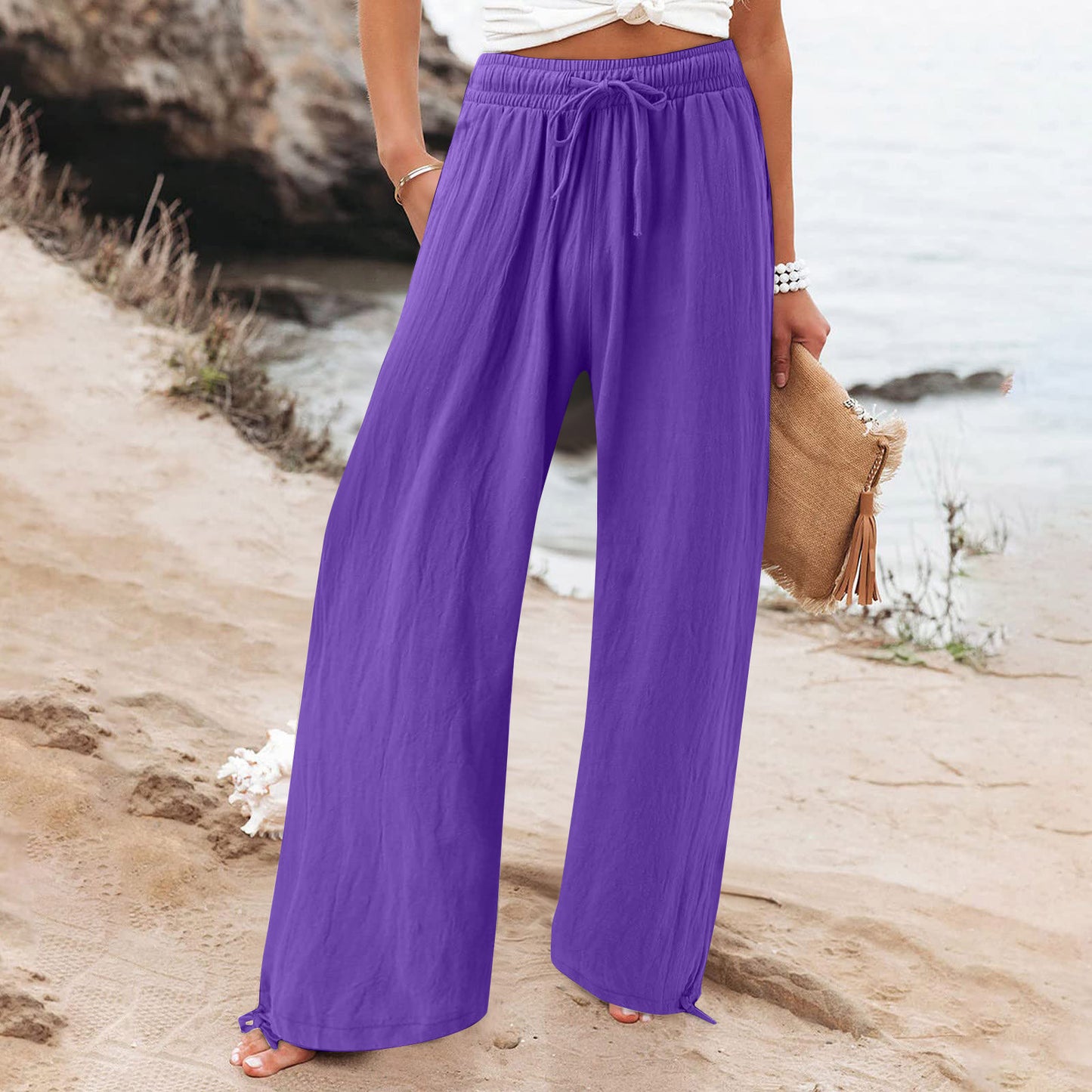 Solid Color Comfort Loose Trousers