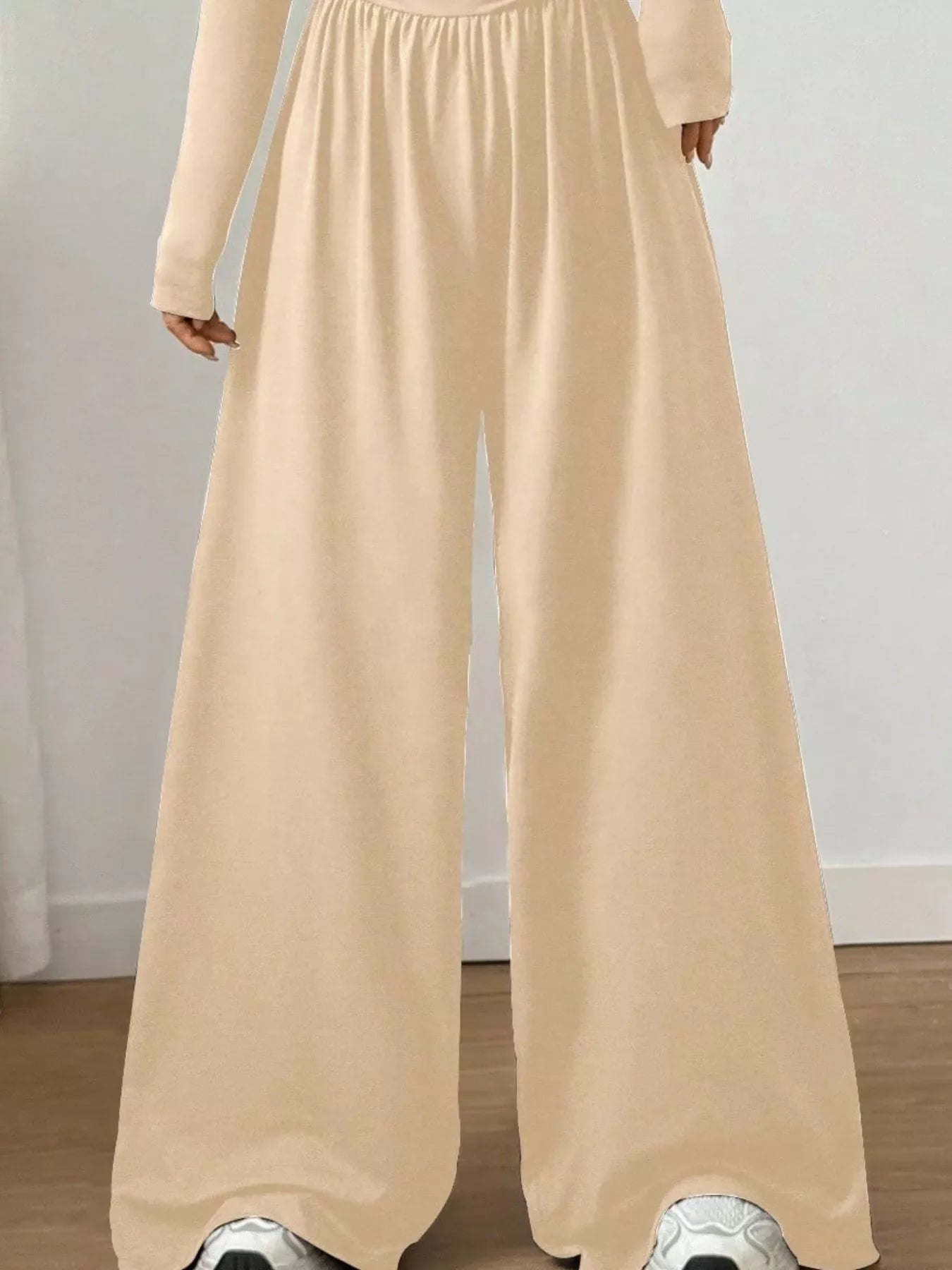 Ruched Square Neck Wide-Leg Jumpsuit