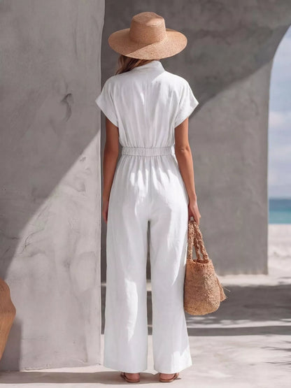 Zipper Front Wide Leg Jumpsuit